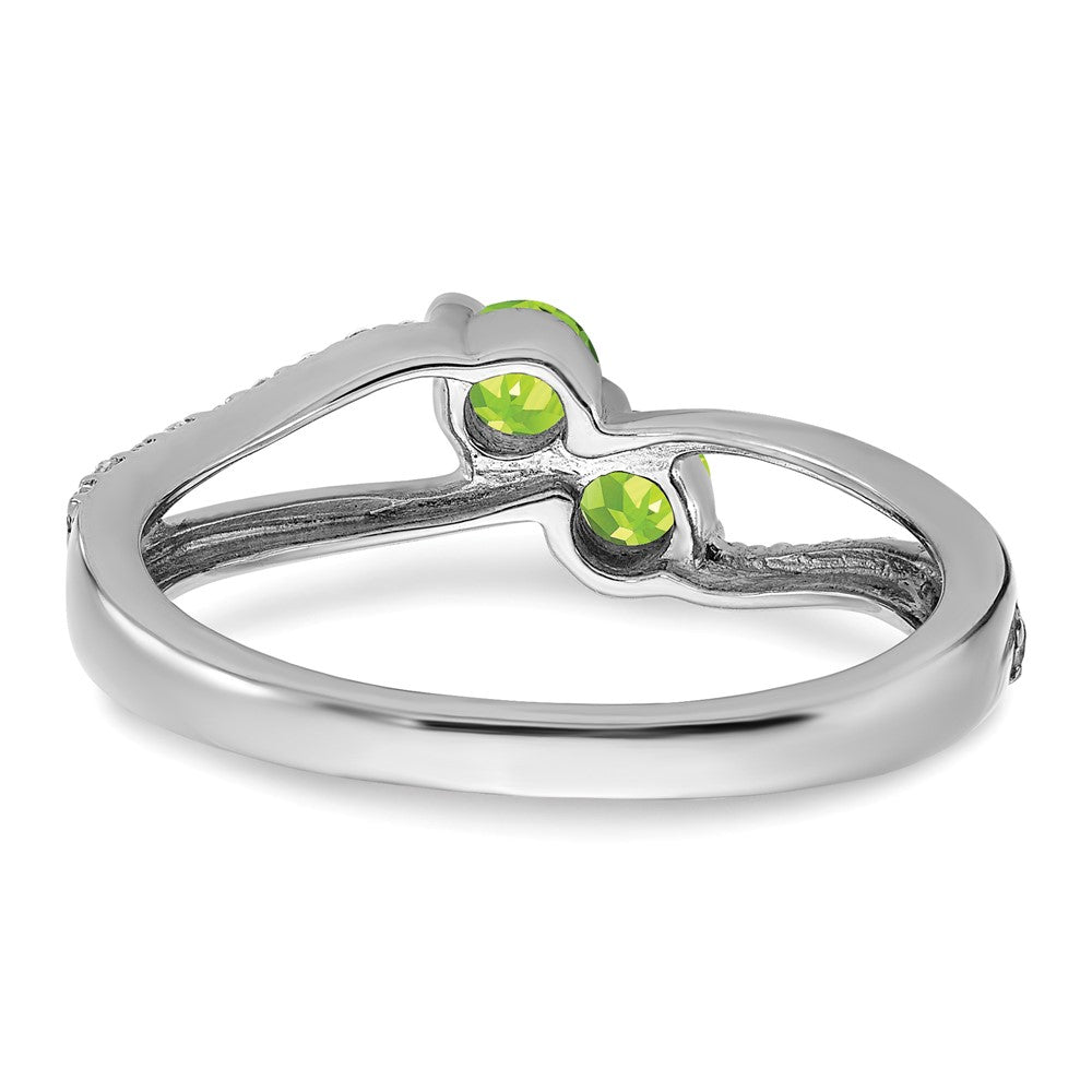14k White Gold Gemstone and Diamond 2-stone Ring