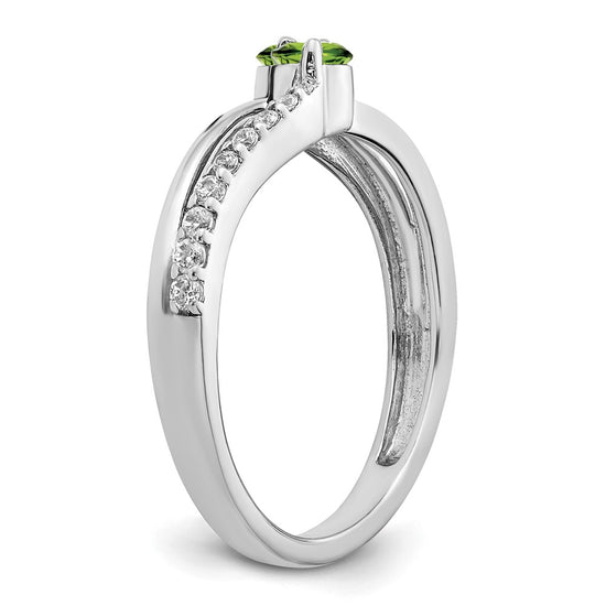 14k White Gold Gemstone and Diamond 2-stone Ring