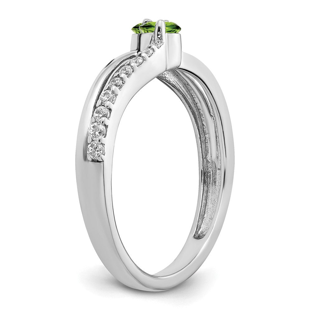 14k White Gold Gemstone and Diamond 2-stone Ring