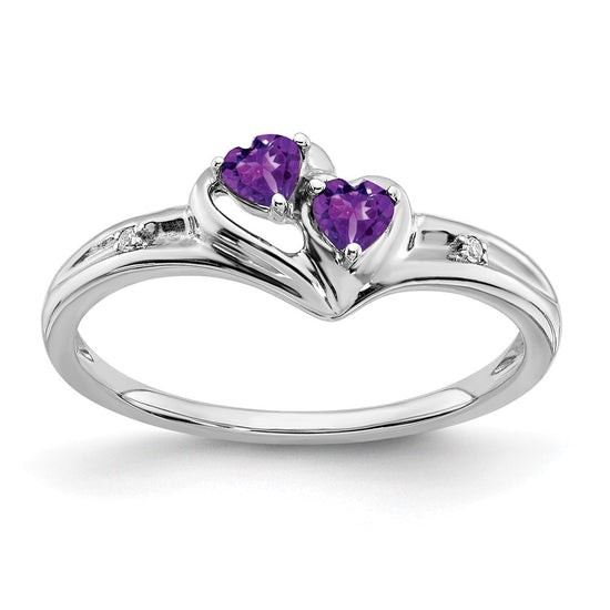 Gemstone and Diamond 2-stone Heart Rings