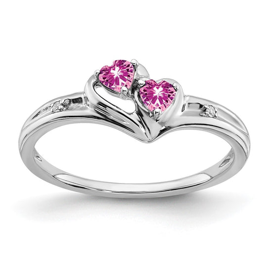 Gemstone and Diamond 2-stone Heart Rings