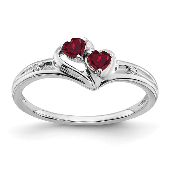 Gemstone and Diamond 2-stone Heart Rings