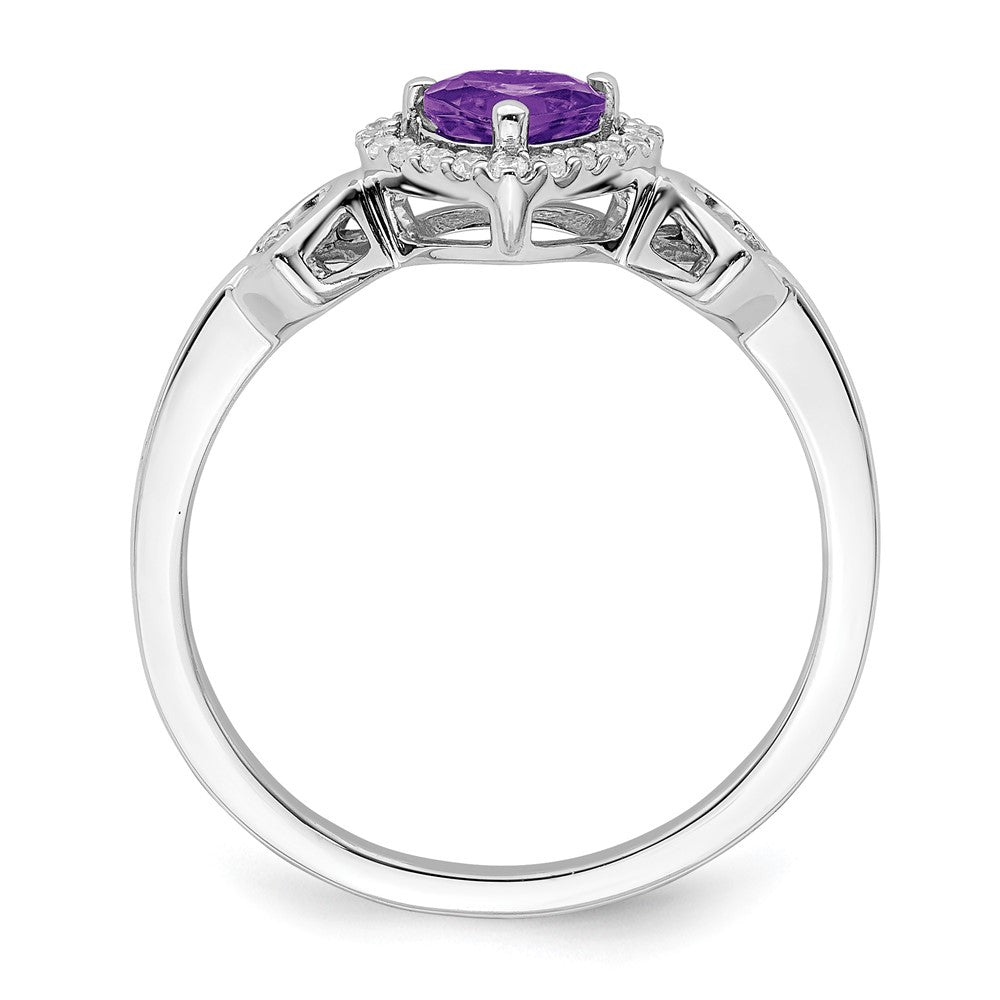 14k White Gold Gemstone and Diamond Heart Rings
