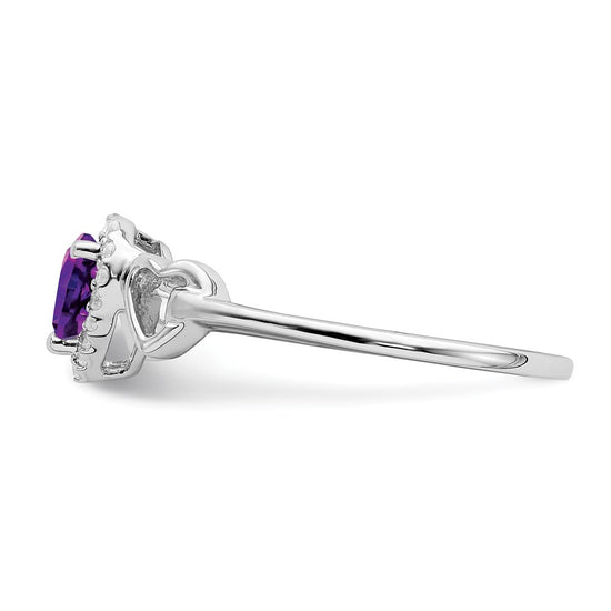 14k White Gold Gemstone and Diamond Heart Rings