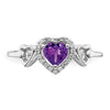 14k White Gold Gemstone and Diamond Heart Rings