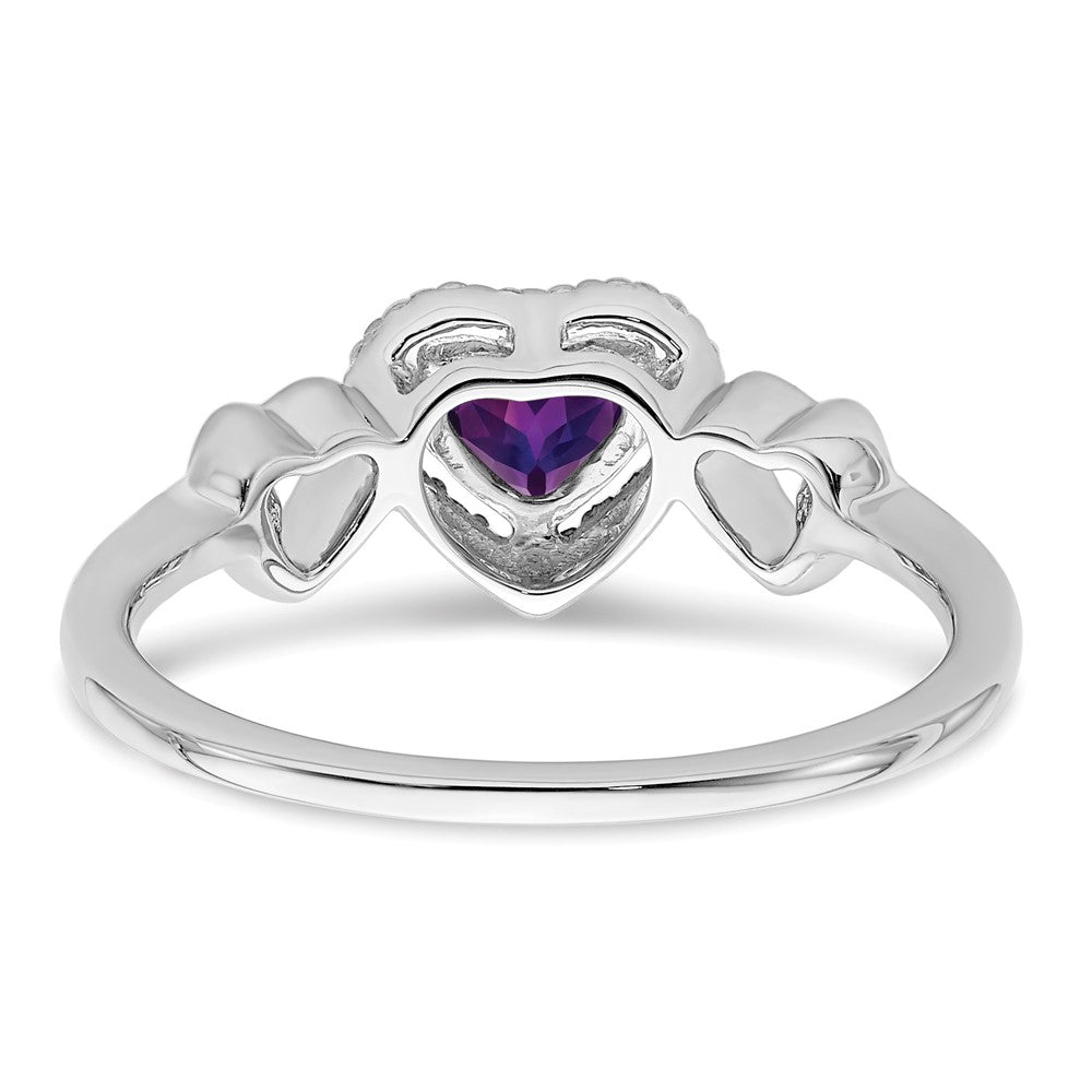 14k White Gold Gemstone and Diamond Heart Rings