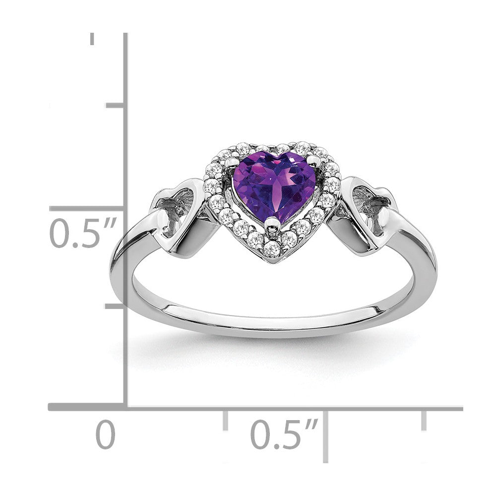 14k White Gold Gemstone and Diamond Heart Rings
