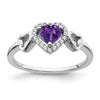 14k White Gold Gemstone and Diamond Heart Rings