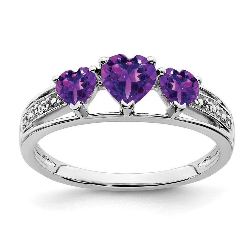 White Gold Gemstone and Diamond Heart Ring