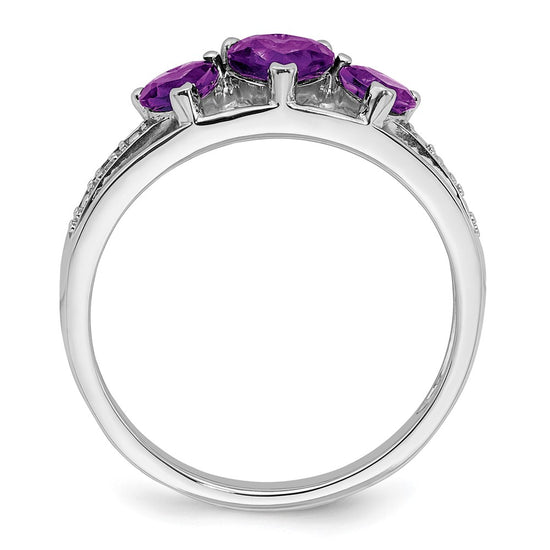 White Gold Gemstone and Diamond Heart Ring