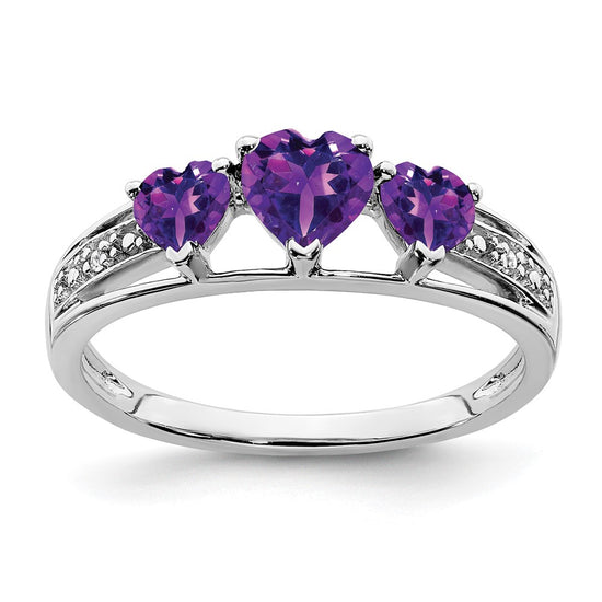 White Gold Gemstone and Diamond Heart Ring