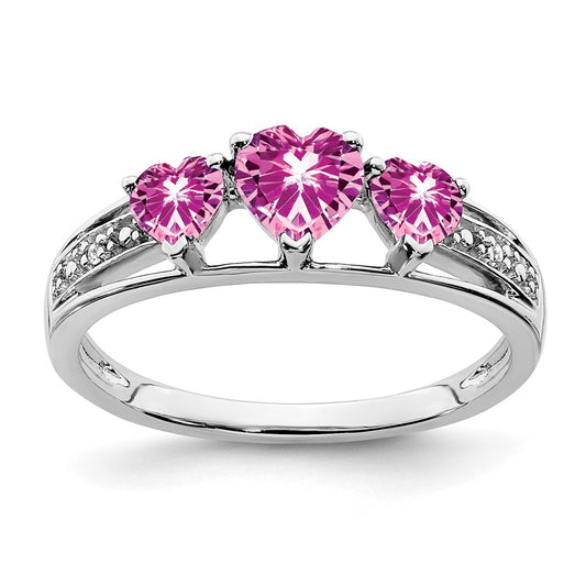White Gold Gemstone and Diamond Heart Ring