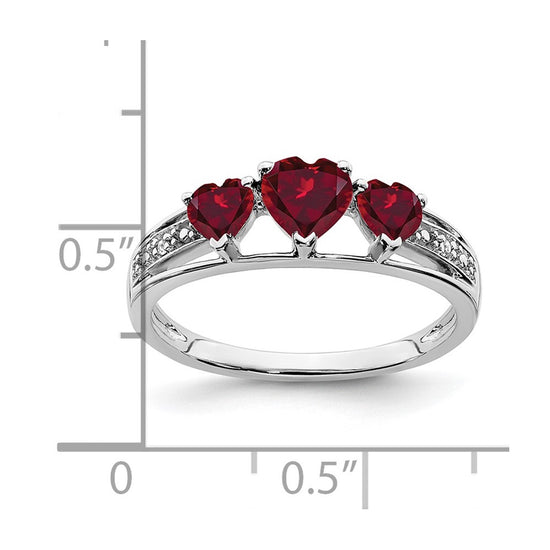 White Gold Gemstone and Diamond Heart Ring