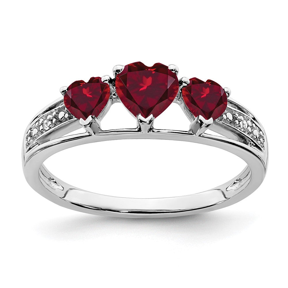 White Gold Gemstone and Diamond Heart Ring