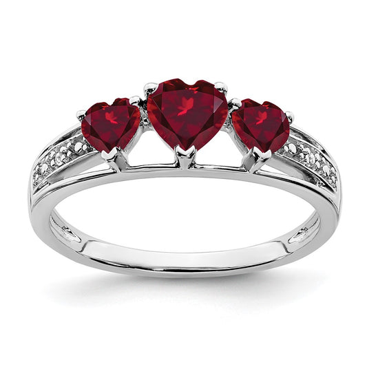 White Gold Gemstone and Diamond Heart Ring