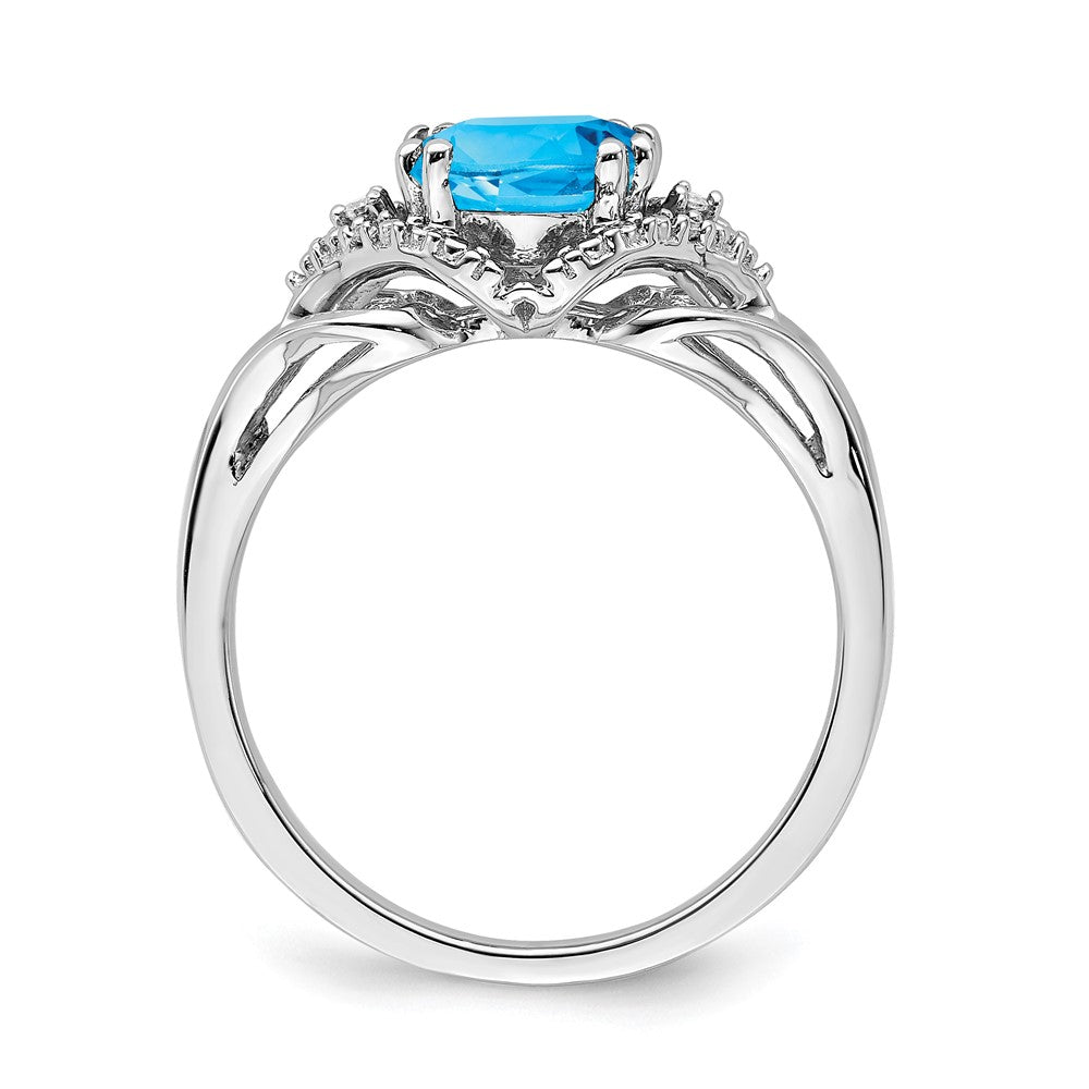 14k White Gold Gemstone and Diamond Ring