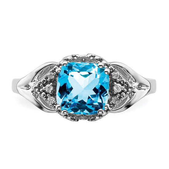 14k White Gold Gemstone and Diamond Ring
