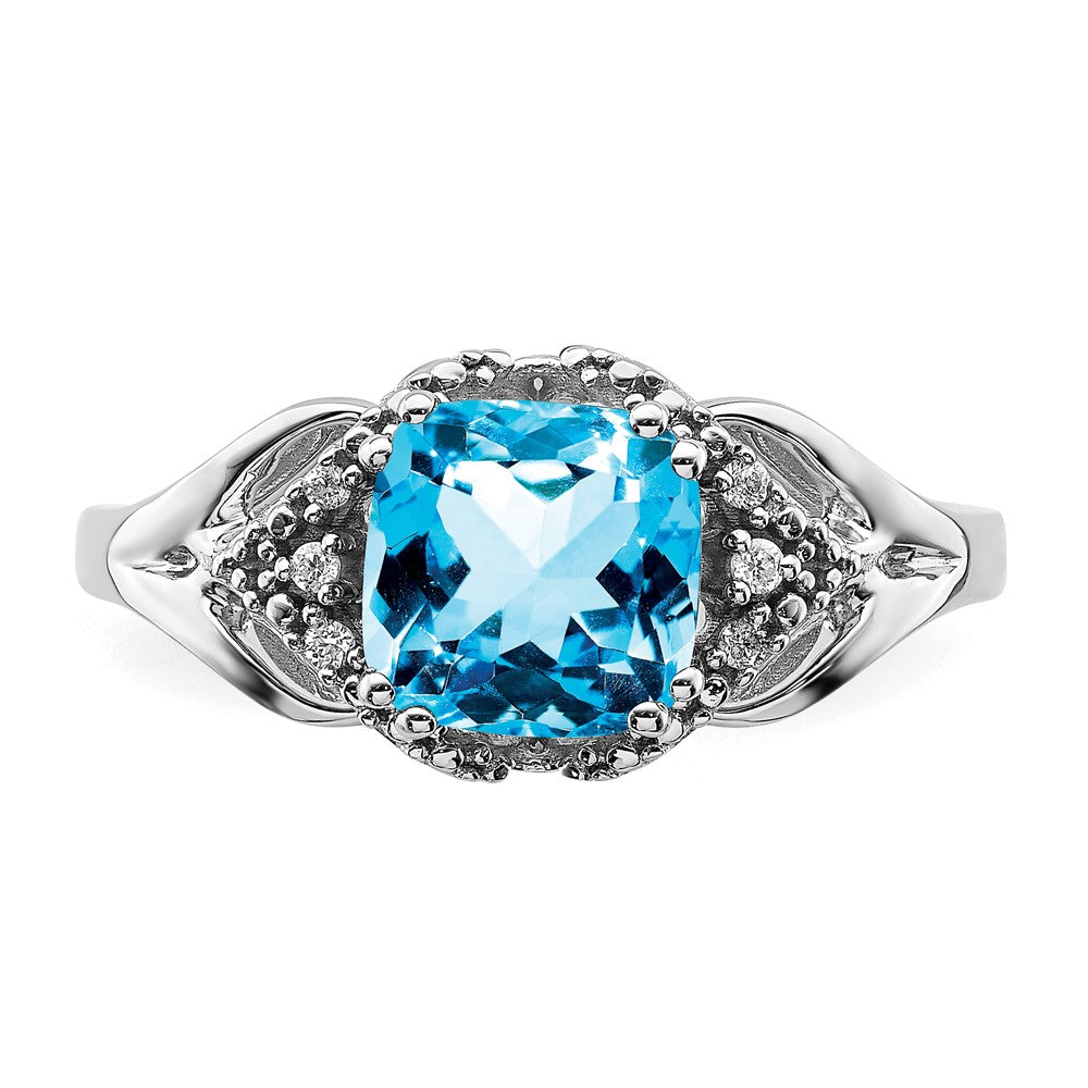 14k White Gold Gemstone and Diamond Ring
