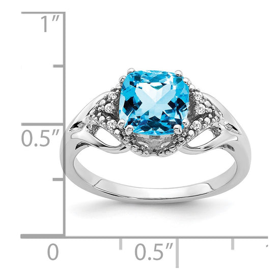 14k White Gold Gemstone and Diamond Ring