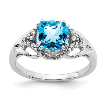 14k White Gold Gemstone and Diamond Ring