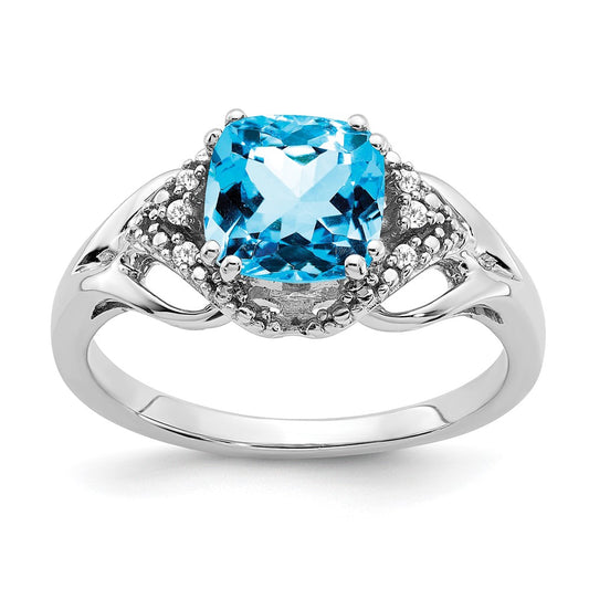 14k White Gold Gemstone and Diamond Ring