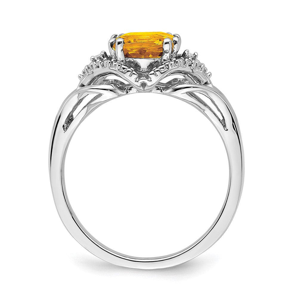 14k White Gold Gemstone and Diamond Ring