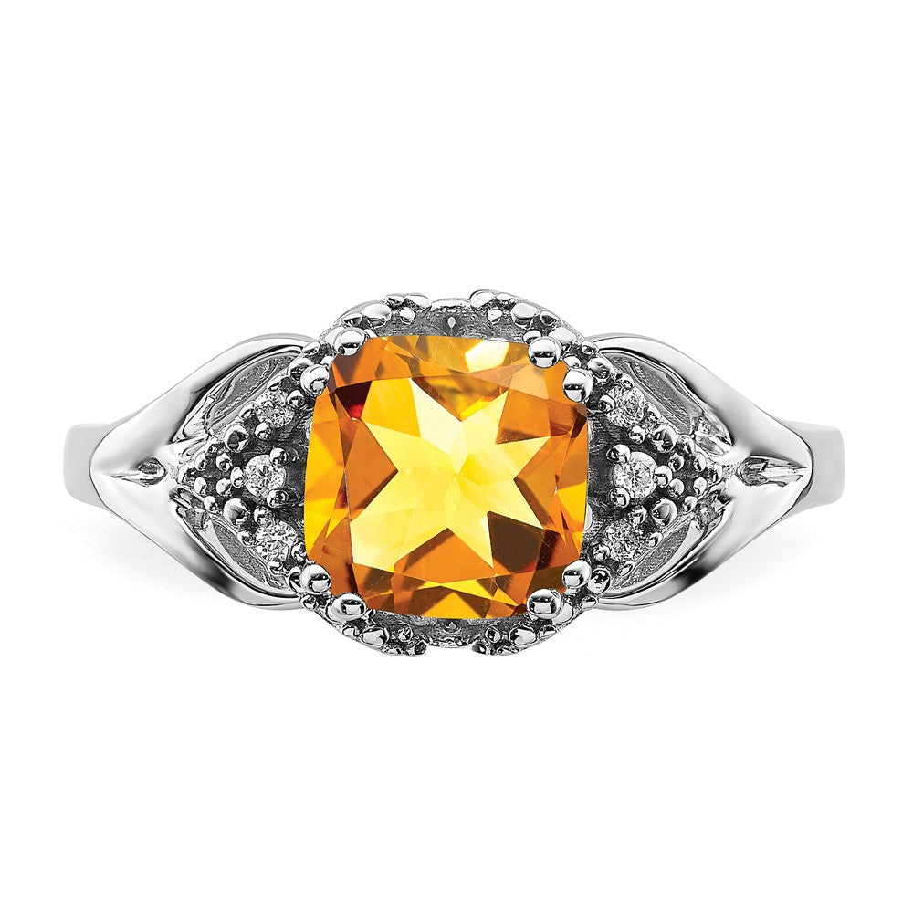 14k White Gold Gemstone and Diamond Ring