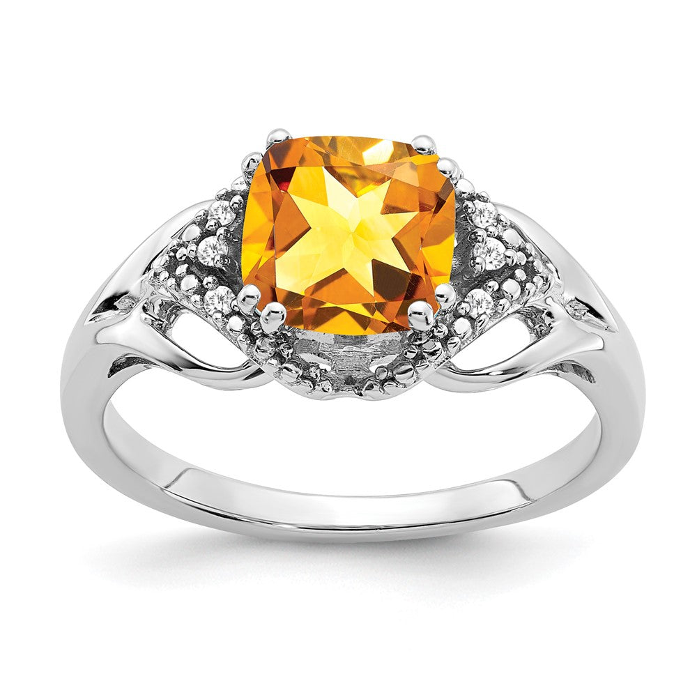 14k White Gold Gemstone and Diamond Ring