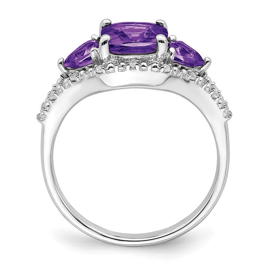 White Gold Gemstone and Diamond Ring