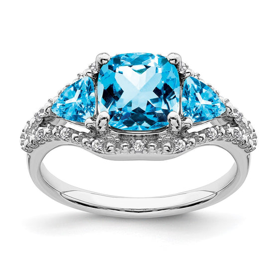 White Gold Gemstone and Diamond Ring