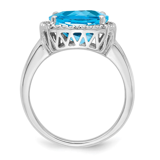 14k White Gold Gemstone and Diamond Ring
