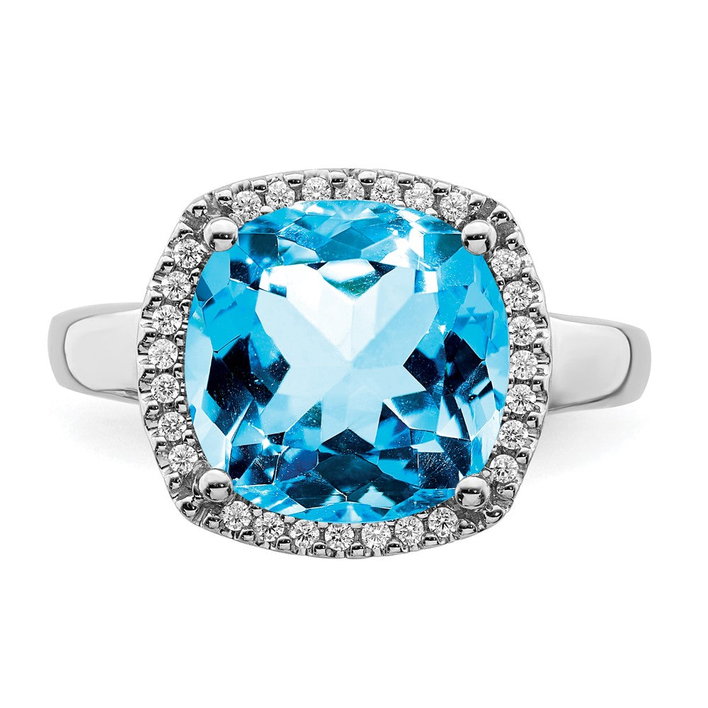 14k White Gold Gemstone and Diamond Ring