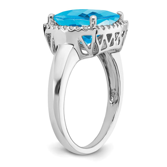 14k White Gold Gemstone and Diamond Ring