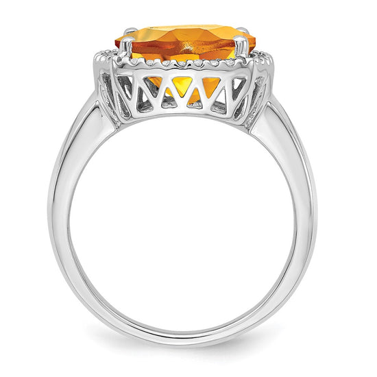 14k White Gold Gemstone and Diamond Ring