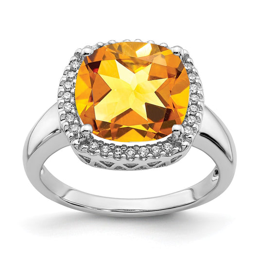 14k White Gold Gemstone and Diamond Ring