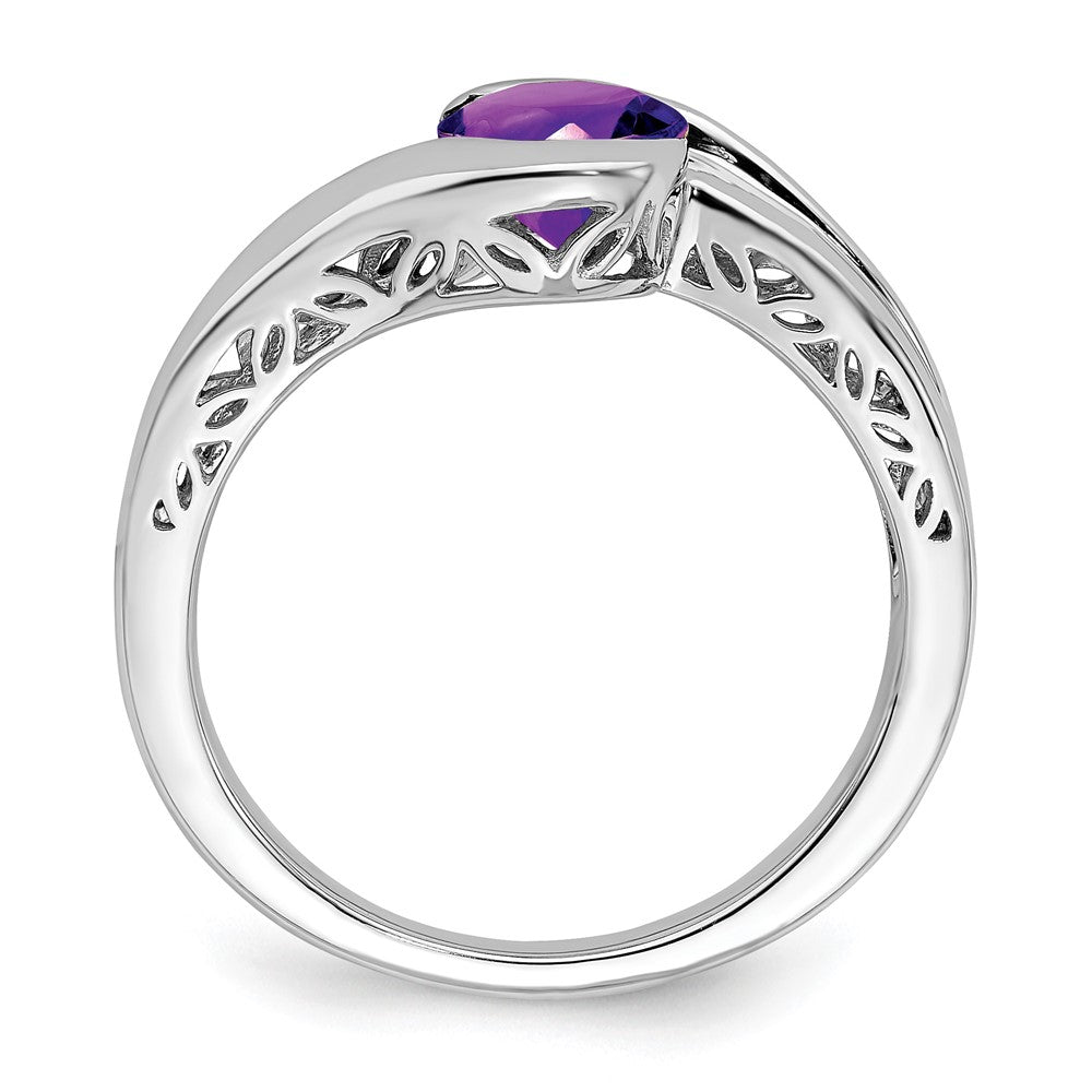White Gold Gemstone Bypass Ring