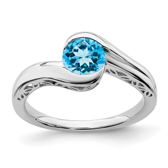 White Gold Gemstone Bypass Ring
