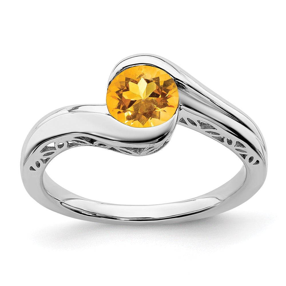 White Gold Gemstone Bypass Ring