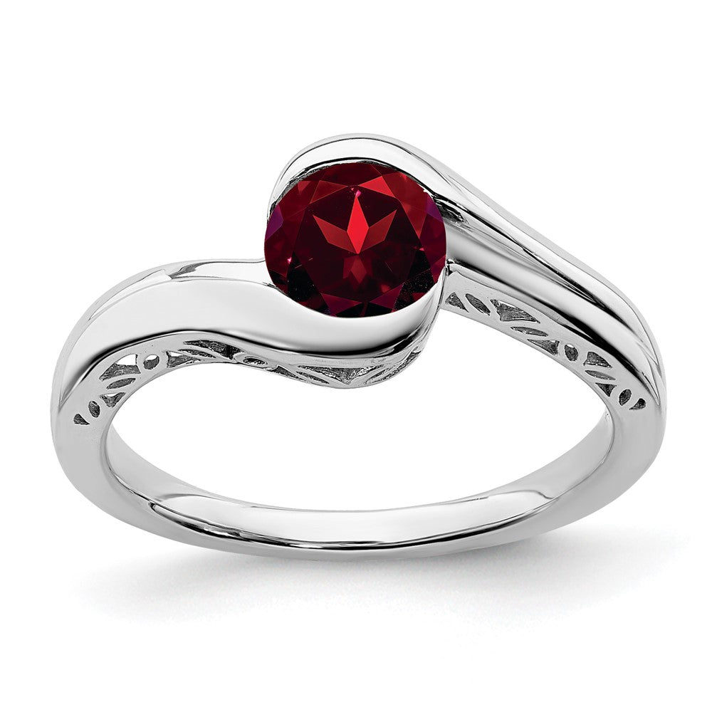 White Gold Gemstone Bypass Ring