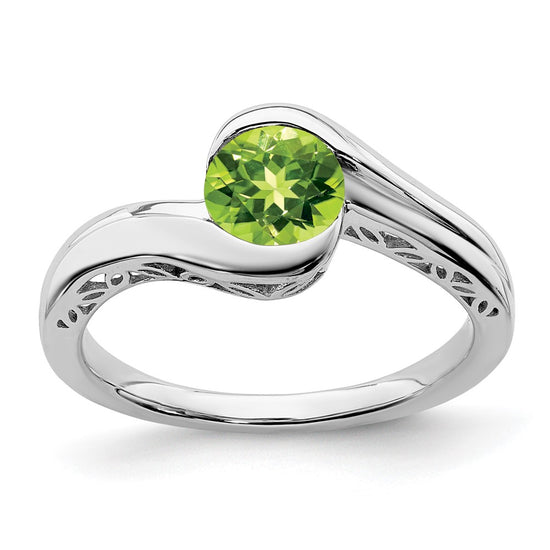 White Gold Gemstone Bypass Ring