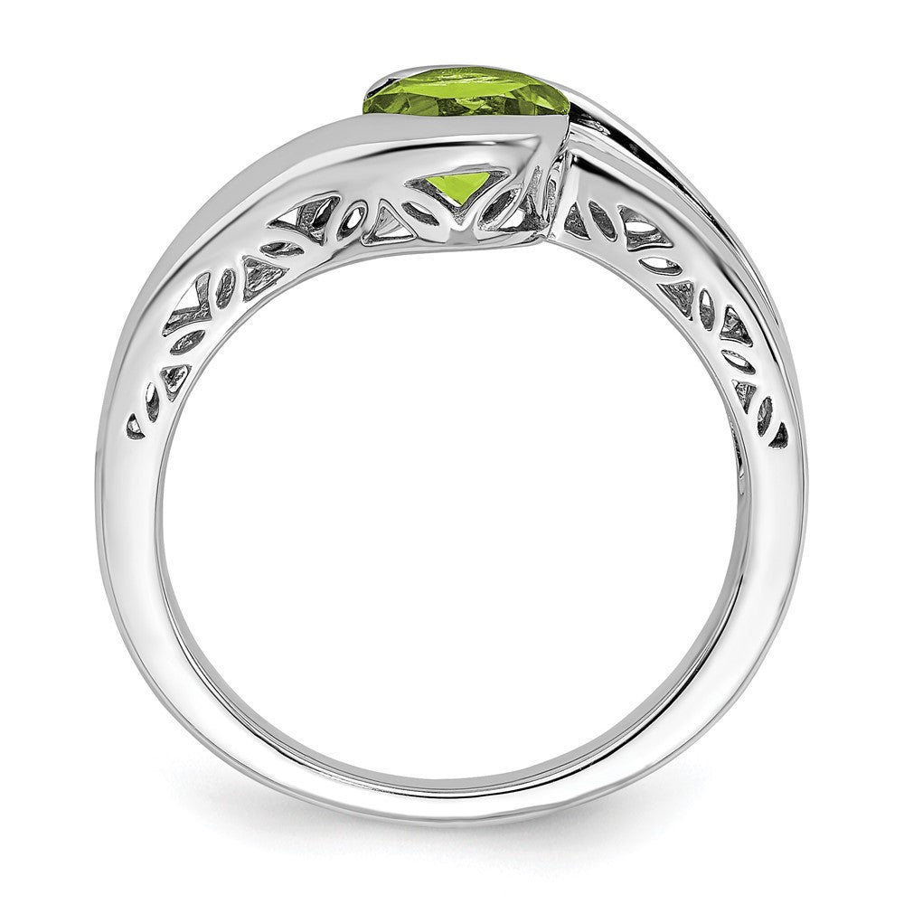 White Gold Gemstone Bypass Ring