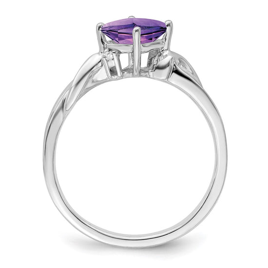 14k White Gold Cushion Gemstone and Diamond Ring