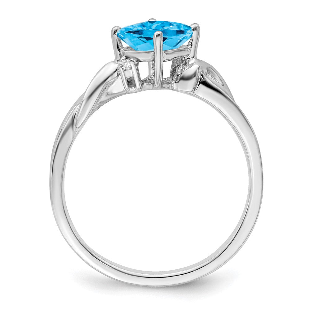 14k White Gold Cushion Gemstone and Diamond Ring
