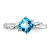 14k White Gold Cushion Gemstone and Diamond Ring
