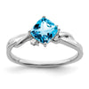 14k White Gold Cushion Gemstone and Diamond Ring