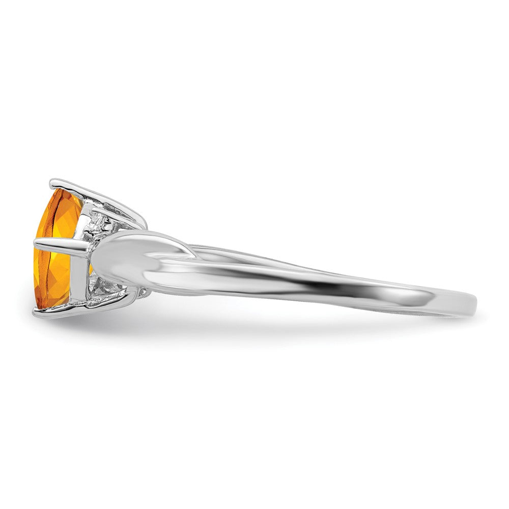 14k White Gold Cushion Gemstone and Diamond Ring