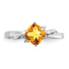 14k White Gold Cushion Gemstone and Diamond Ring