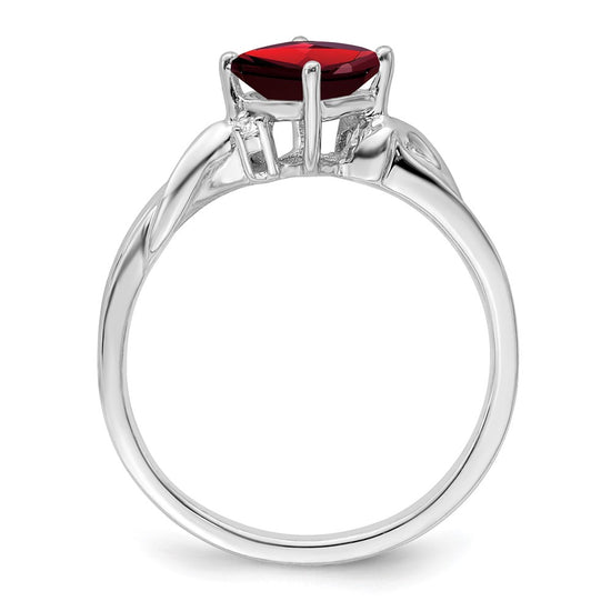 14k White Gold Cushion Gemstone and Diamond Ring