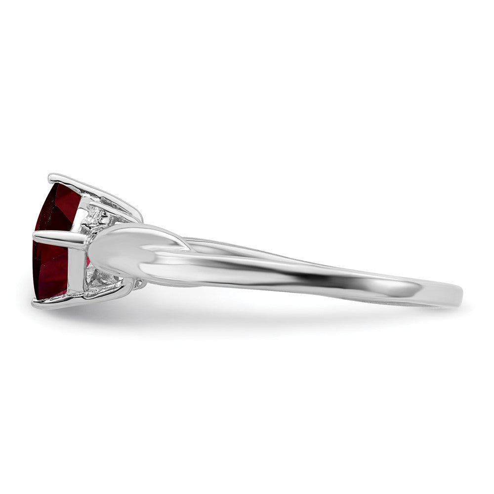 14k White Gold Cushion Gemstone and Diamond Ring