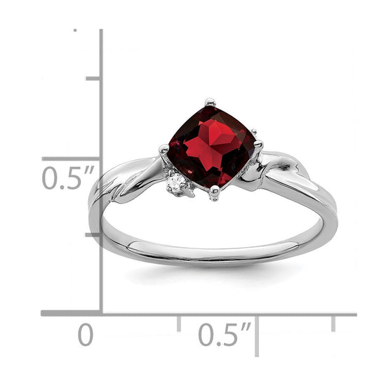 14k White Gold Cushion Gemstone and Diamond Ring